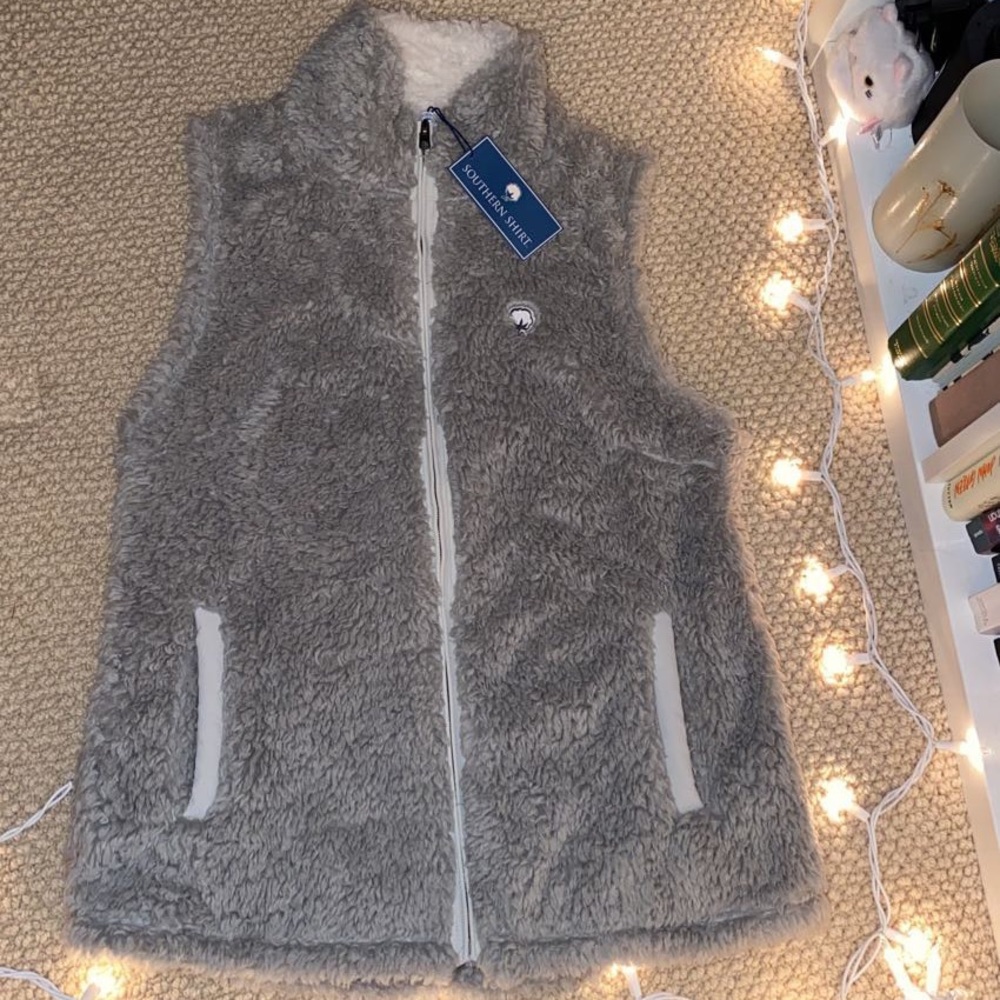 Light Gray Sherpa Vest